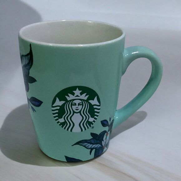 Starbucks 10oz Mug 2021 Mint Green Ceramic Coffee Cup Leaf Plant Design - Picture 7 of 7